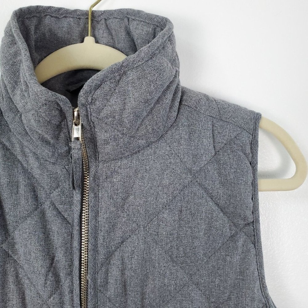 Thread & Supply Womens Vest Small Gray Quilted Full Zip Pockets Gold Outdoors - Picture 2 of 10